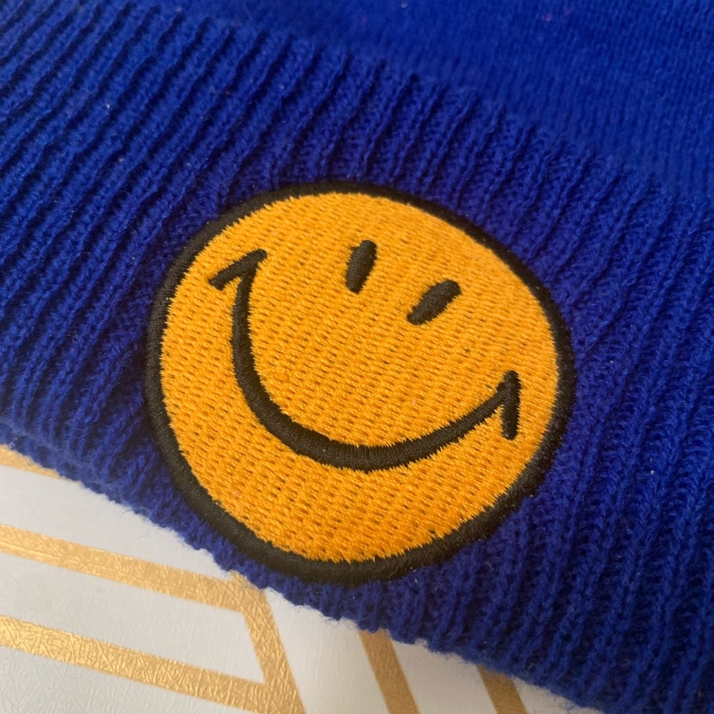 Rad Aviator Nation Embroidered Smiley Face Beanie - Royal Blue - NWT - Picture 7 of 7